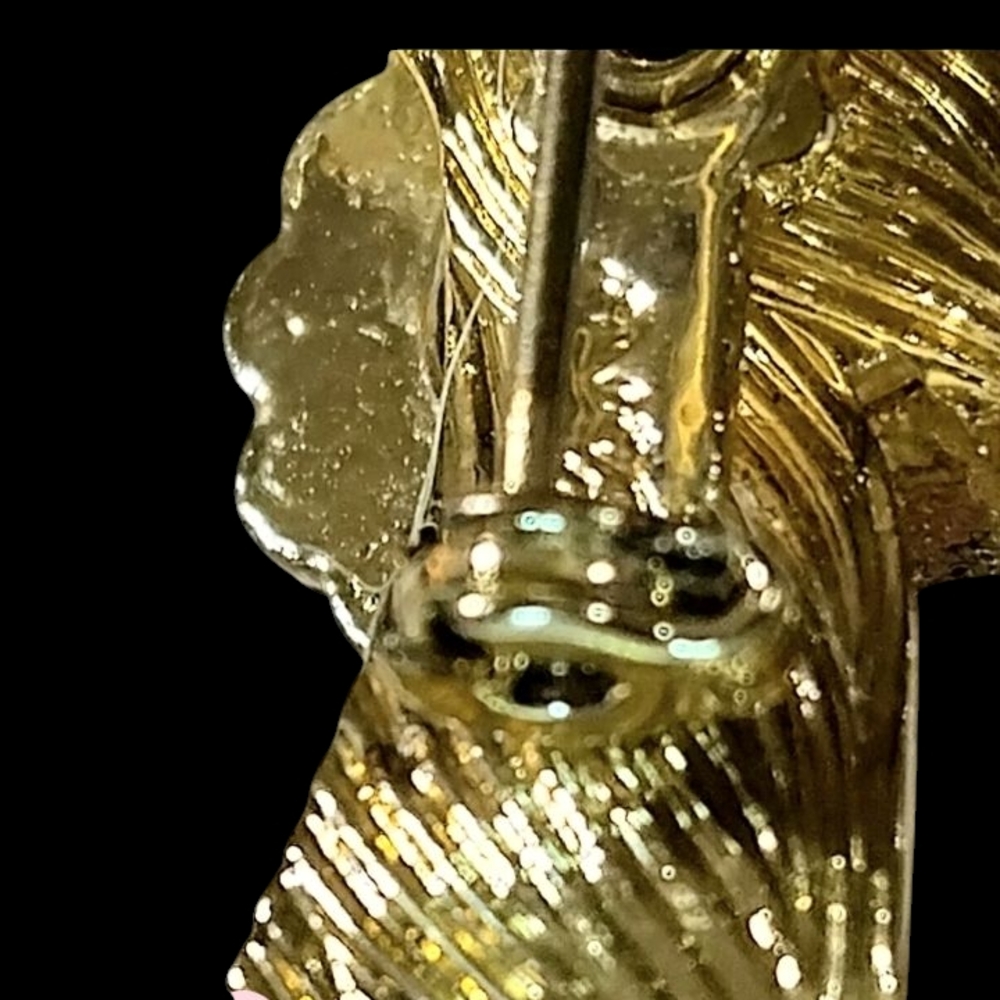 Coro Bow Brooch With Glass Crystal In Goldtone, Signed Brooch Pin